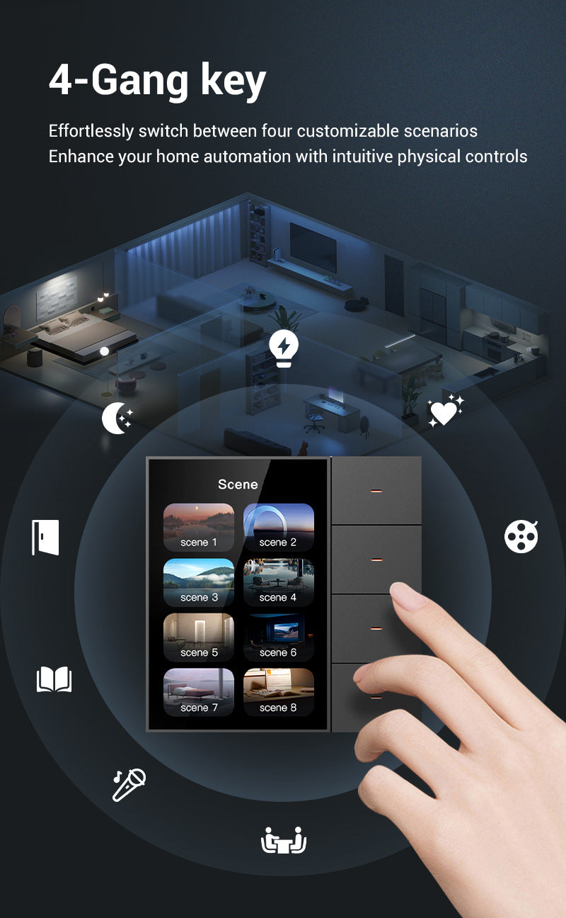 4-Gang ZigBee Wall Switch & Scene Panel