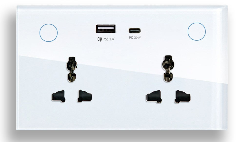 WiFi Universal Double Socket with USB & Type-C