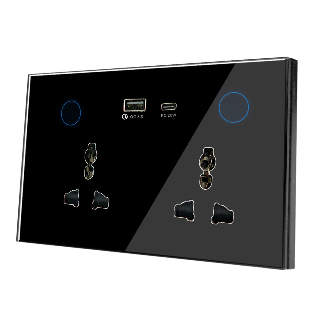 WiFi Universal Double Socket with USB & Type-C